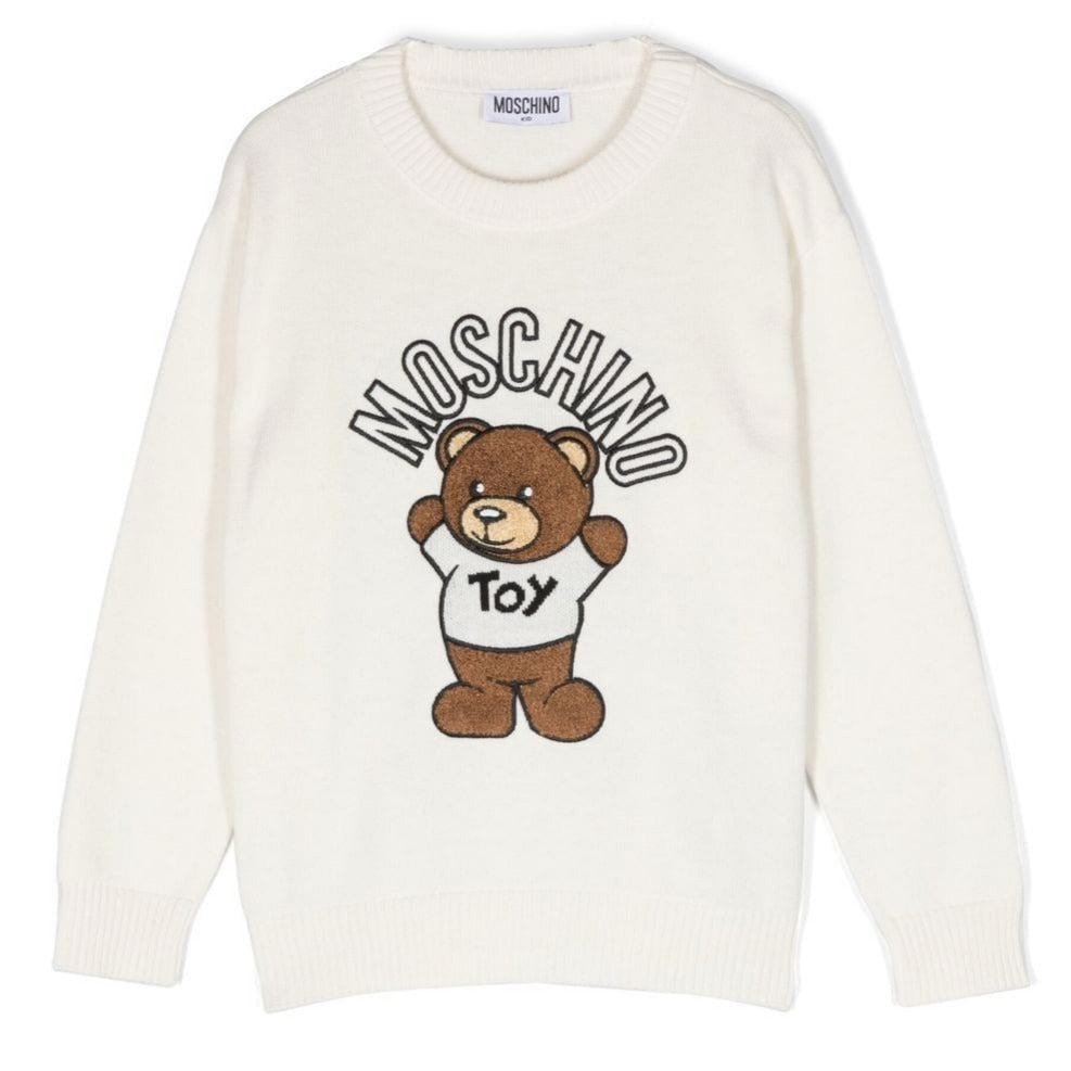 Moschino Kids Logo with Teddy Bear Sweater - Ivory – Mom Loves Me Children  Boutique