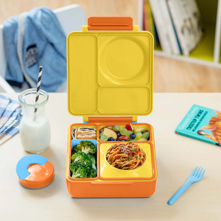OmieBox Lunch Box with Fork, Spoon + Pod Set - Sunshine 3-7Y
