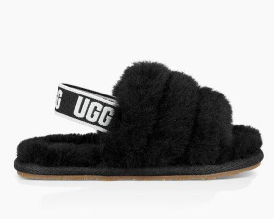 Black Ugg Slip On Slides UGG KIDS FLUFF YEAH SLIDE In Black