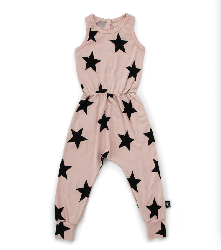 Nununu Kids Girl STAR Romper in Powder Pink