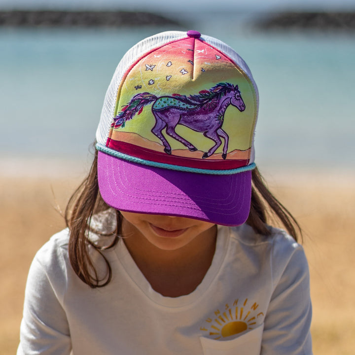 Sunday Afternoons Kids Girl Artist Series Cooling Truckers / Sun Hat - Horse Feather