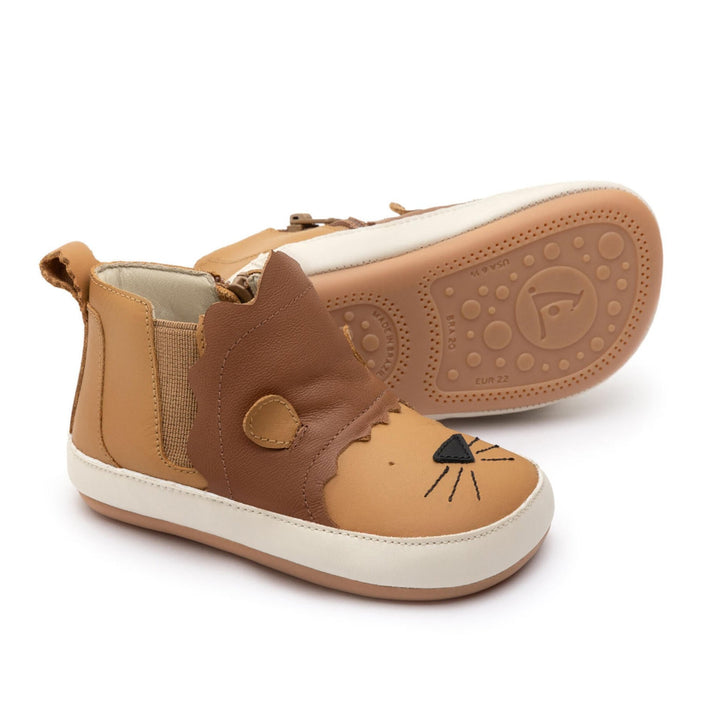 Tip Toey Joey Kids LION Sneakers - Hay / Burning Wood