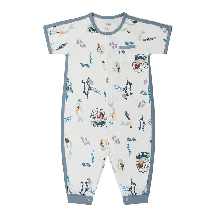 Nest Designs Kids/Baby Bamboo Pima Short Sleeve Romper - Splish Splash