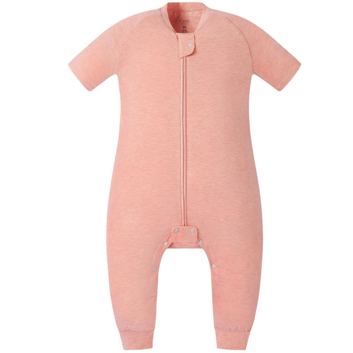 Nest Designs Kids/Baby 0.5 TOG Short Sleeve Footed Sleep Suit (Bamboo Jersey) - Pantone Coral Almond