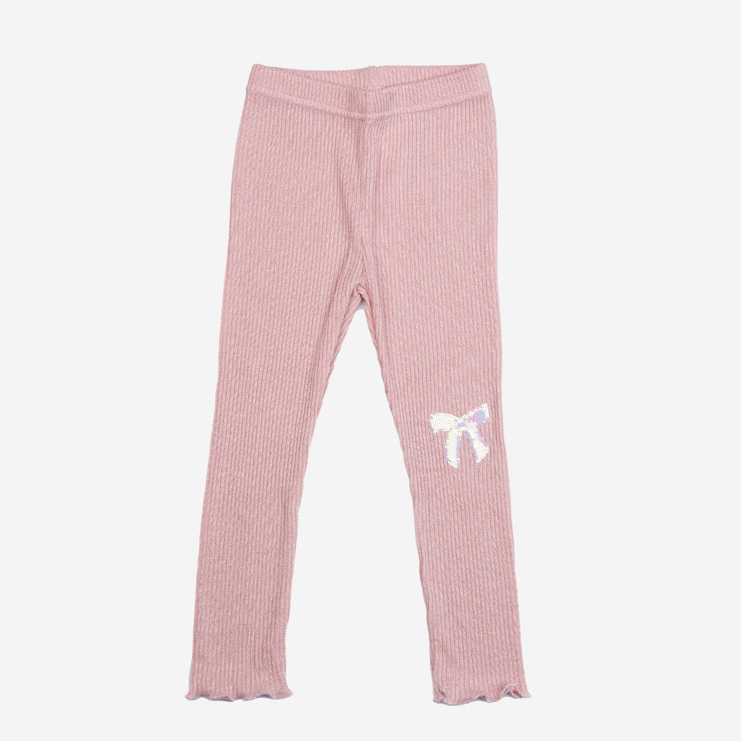 >Petite Hailey Girl Glitter Bow Frill Sweatshirt Set - Pink