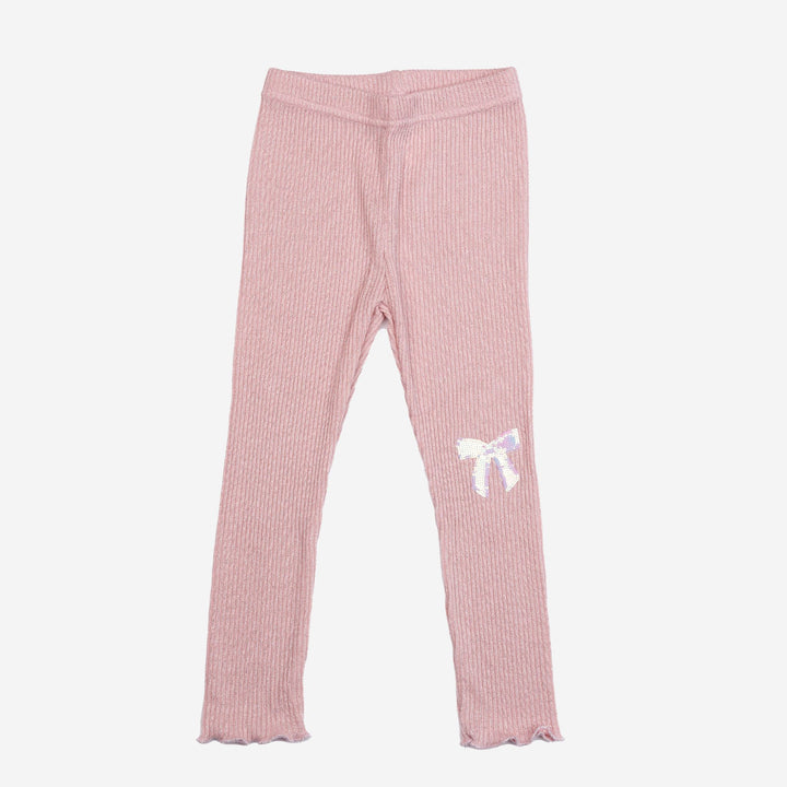 >Petite Hailey Girl Glitter Bow Frill Sweatshirt Set - Pink