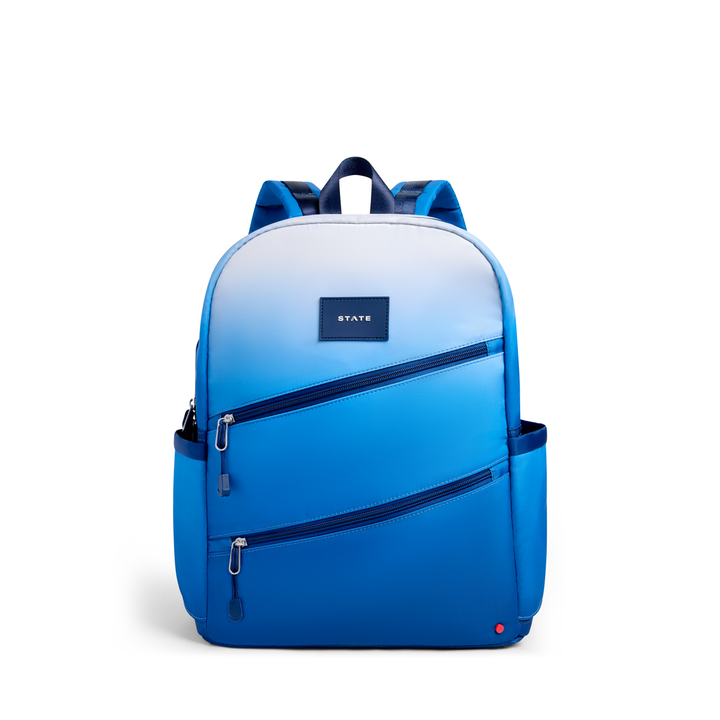 State Bags Kane Kids Double Pocket Backpack - Blue Gradient Diagonal Zipper