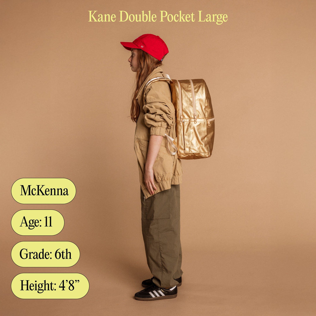 State Bags Kane Kids Double Pocket Backpack - Metallic/3D HEARTS