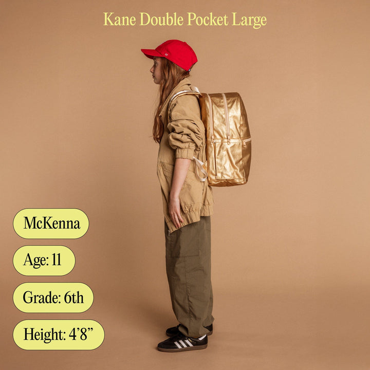 State Bags Kane Kids Double Pocket Backpack - Metallic/3D HEARTS