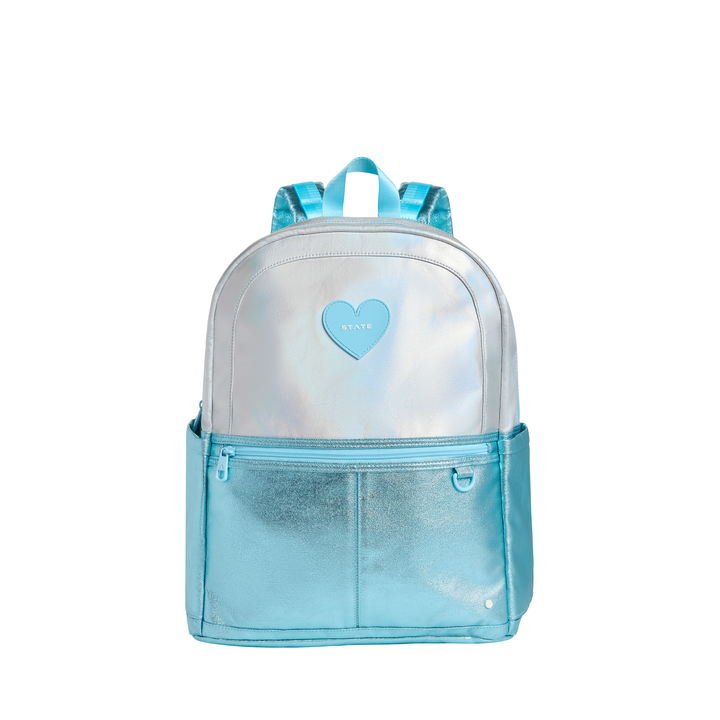 >State Bags Kane Kids Double Pocket Large Backpack in Blue Iridescent