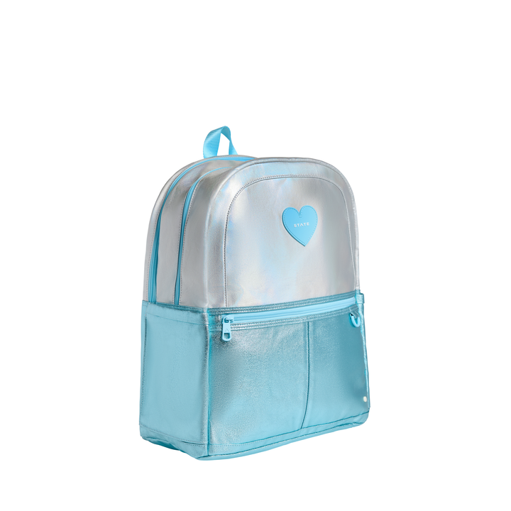 >State Bags Kane Kids Double Pocket Large Backpack in Blue Iridescent