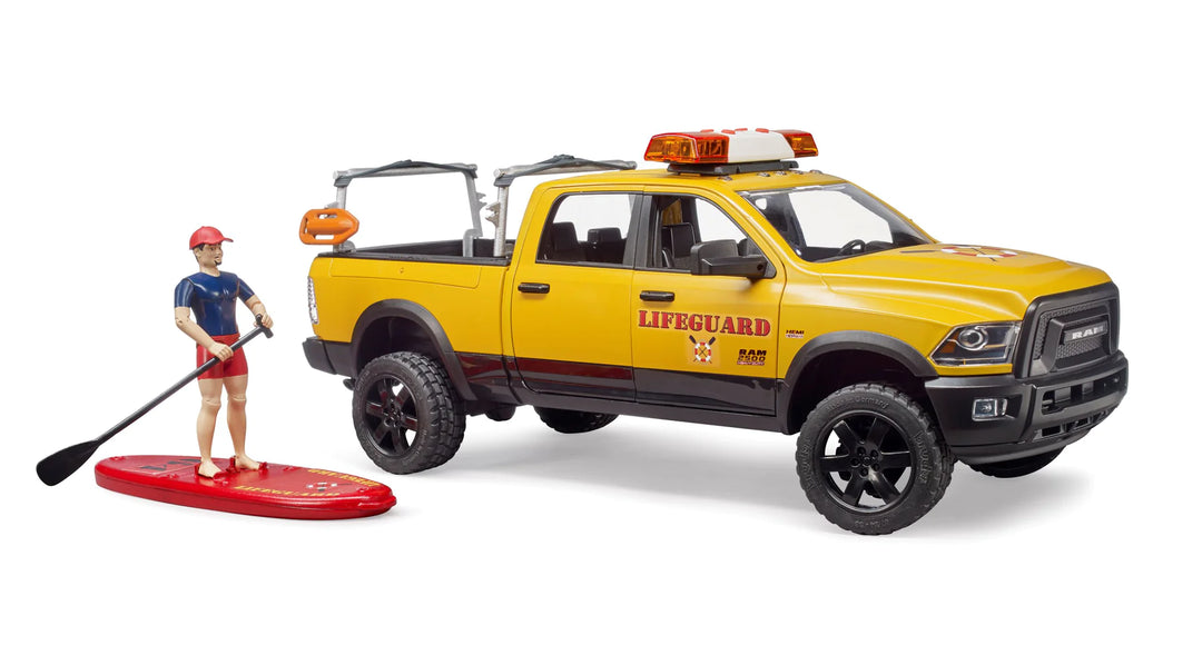 >Bruder 02506 RAM 2500 Power Wagon Lifeguard w/ Figure, Stand-up Paddle and Light + Sound Module