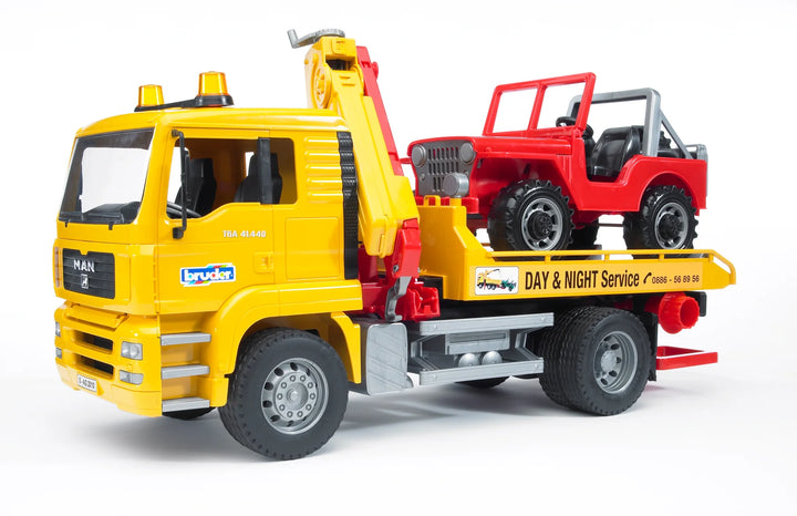 >Bruder 02750 MAN TGA Tow Truck with Cross Country Vehicle