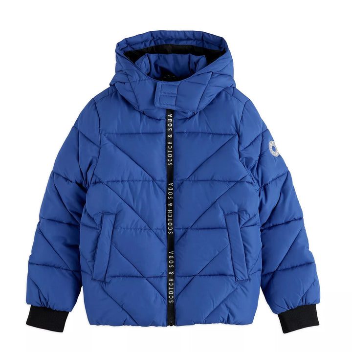 Scotch & Soda Kids Water Repellent Puffed Winter Jacket with Removable Hood