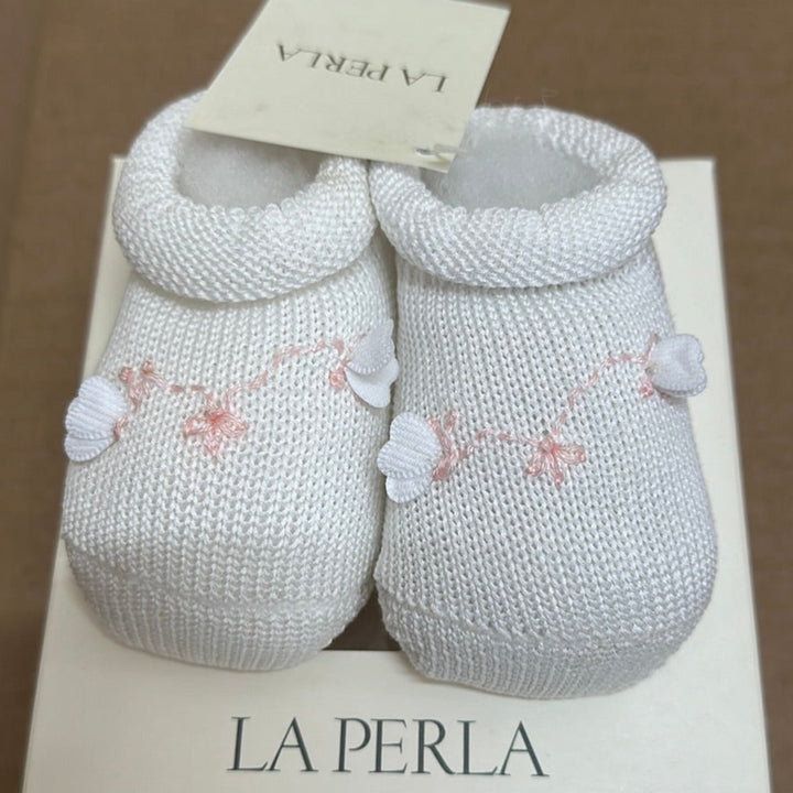 La Perla Baby Girl's SCARPINA 'Floral' Booties - Off White