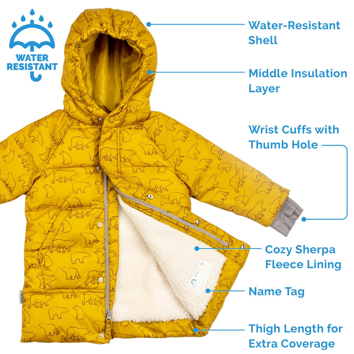 >Jan & Jul Kids Toasty-Dry Puffy Coat - Winter Bear