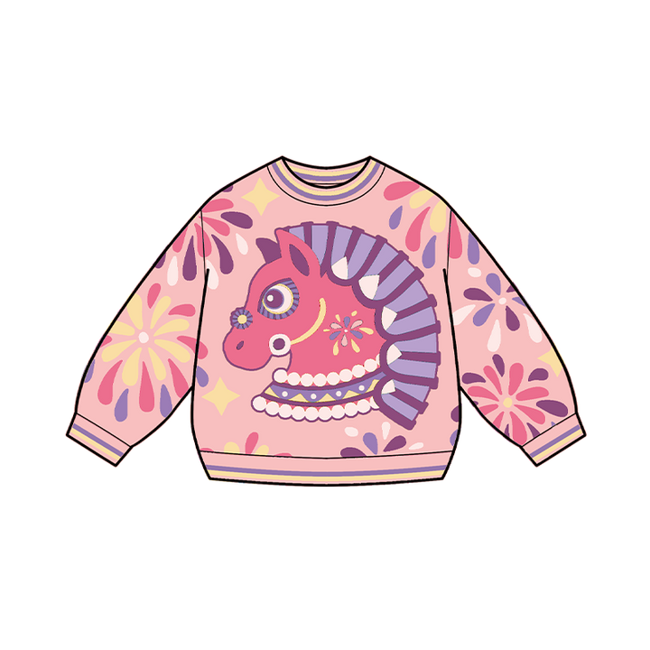 >Nian 年衣 盛世乐马毛衣 - 淡绯