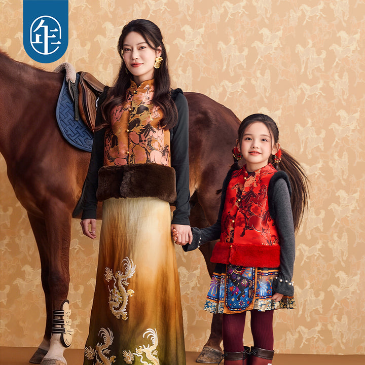 >Nian 年衣 大展鸿图中式马甲 - 年衣红