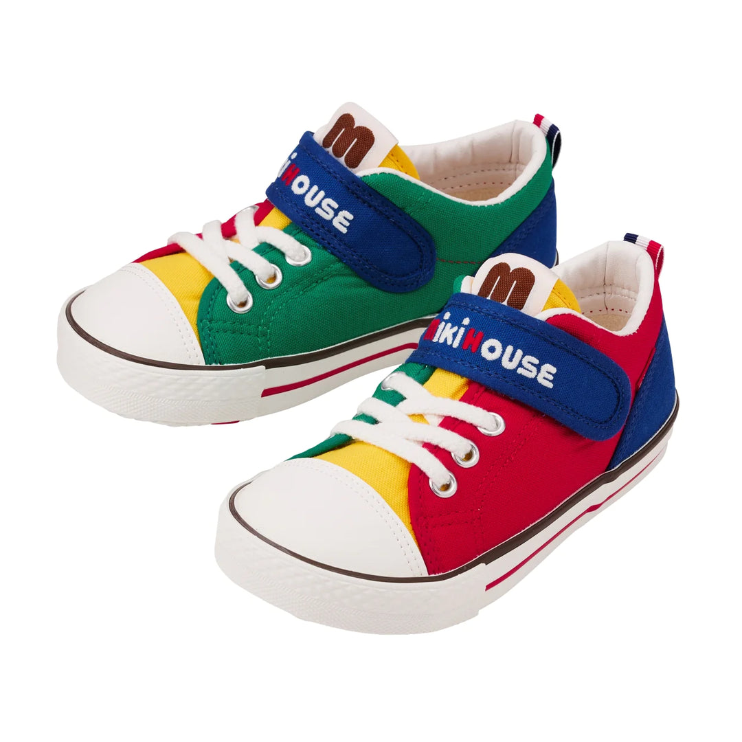 >Miki House Kids Classic Low Top Shoes - Red/Yellow/Green
