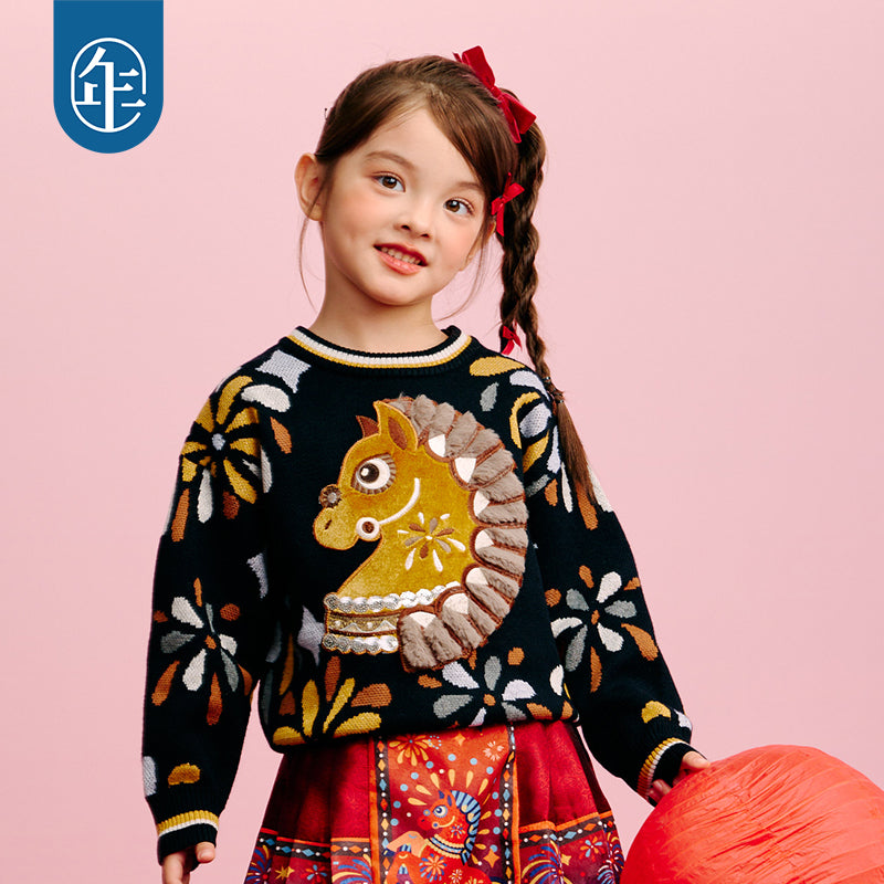 >Nian 年衣 盛世乐马毛衣 - 墨黑