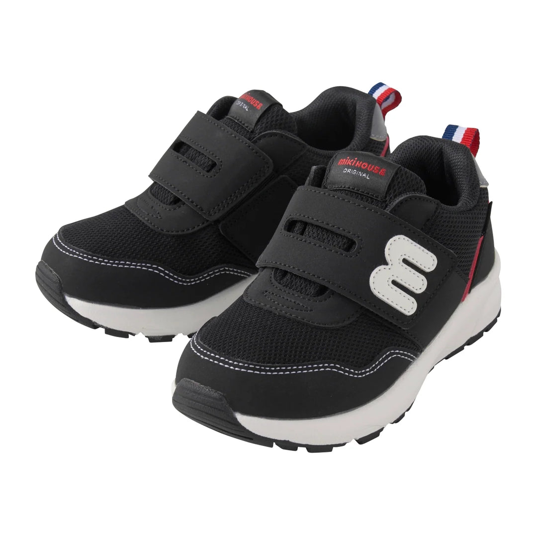 >Miki House Classic Faux Leather mLogo Sneakers for Kids (Water resistant) - Black