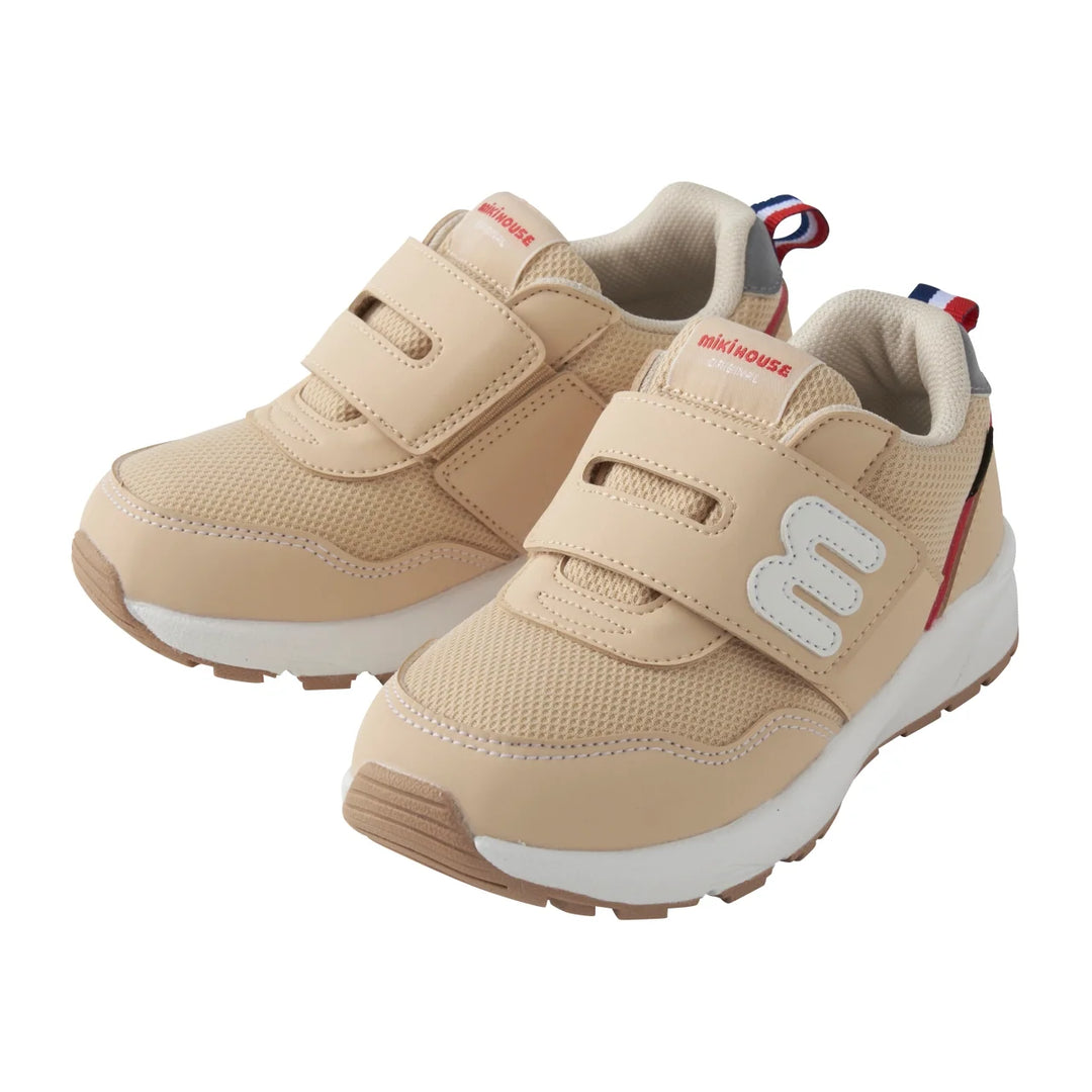 >Miki House Classic Faux Leather mLogo Sneakers for Kids (Water resistant) - Beige