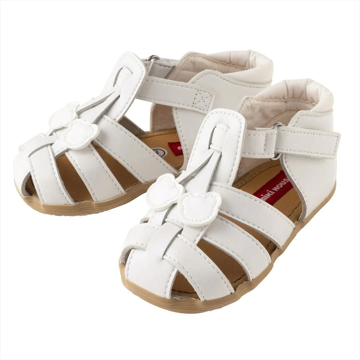 >Miki House Kids Baby Soft Leather Sandal - White