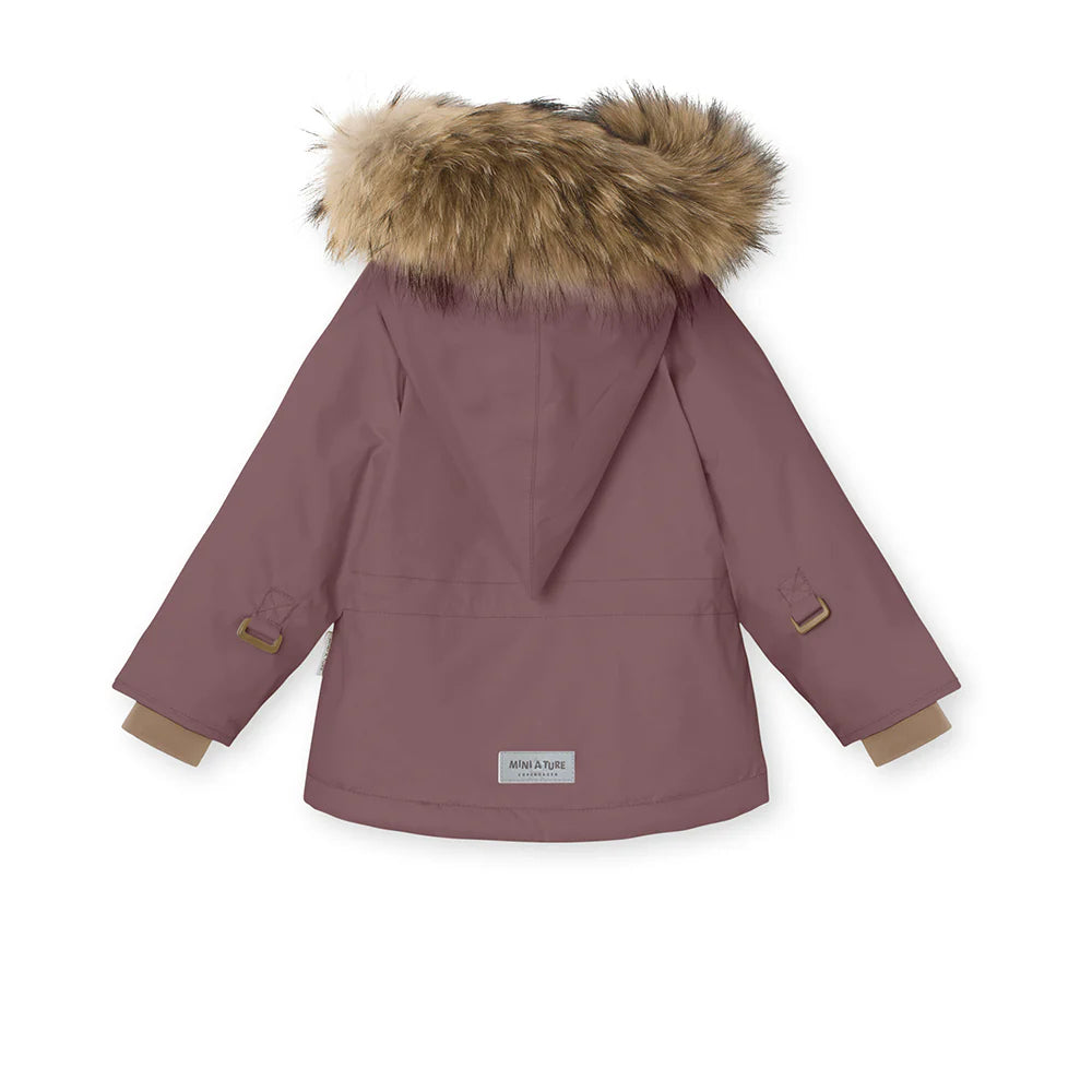 >MINI A TURE Kids WANG Winter Jacket w/ Fur Hat - Peppercorn Plum