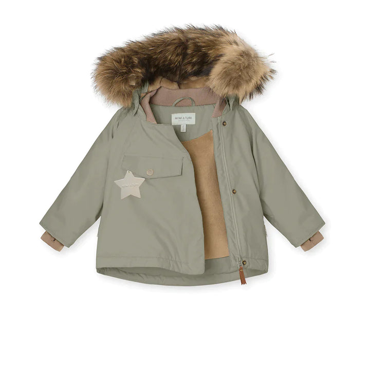 MINI A TURE Kids WANG Winter Jacket w/ Faux Fur Hat - Vert
