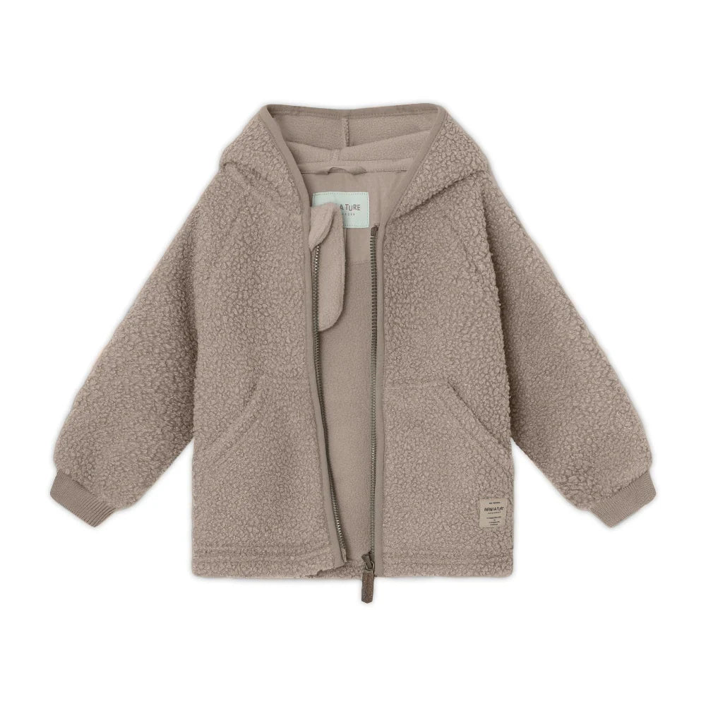 MINI A TURE Kids LIFF Teddy Jacket in Grey Brown