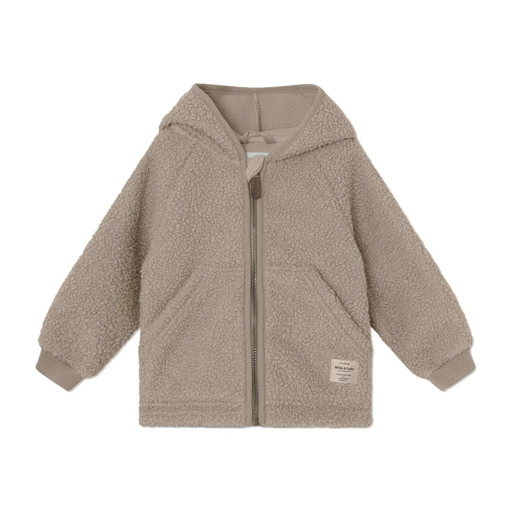 MINI A TURE Kids LIFF Teddy Jacket in Grey Brown