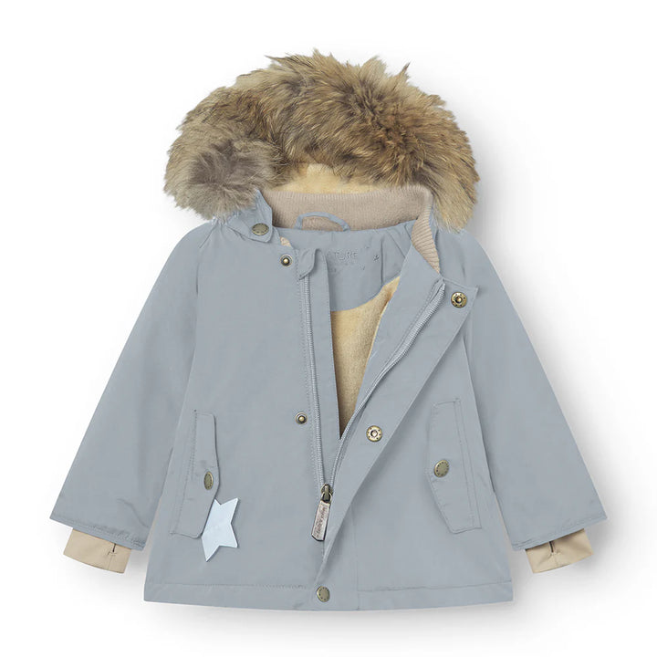 MINI A TURE Kids WALLY Winter Jacket w/ Fur Hat in Citadel Blue