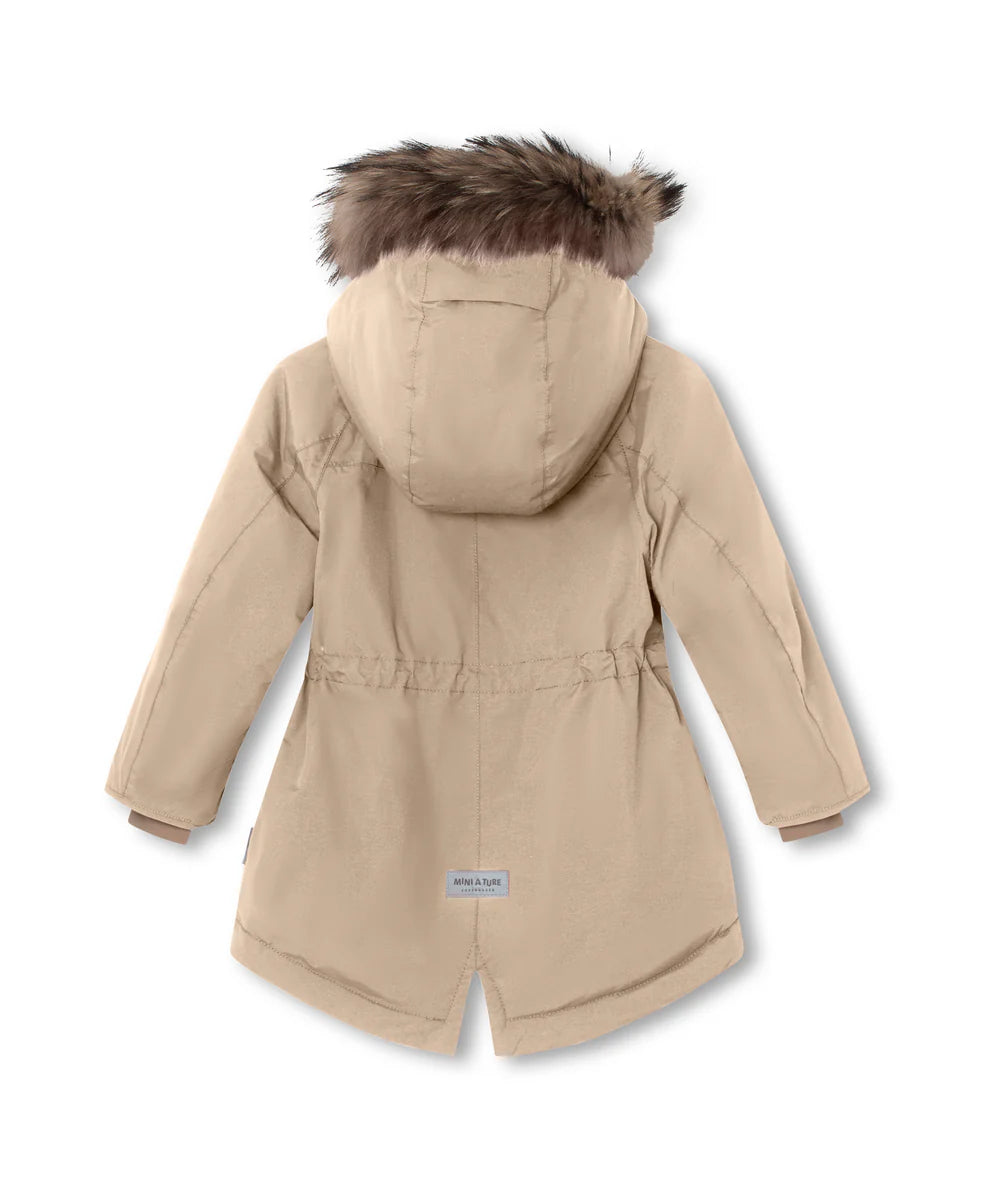 >MINI A TURE Kids Vikania Fleece Lined Winter Jacket w/ Fur - Savannah Tan