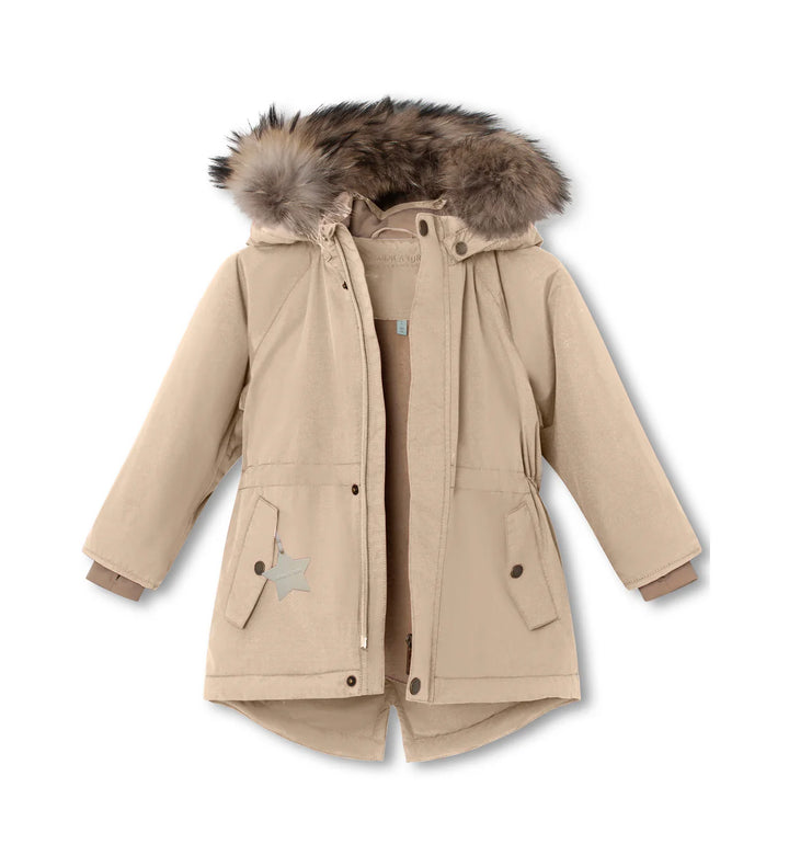 >MINI A TURE Kids Vikania Fleece Lined Winter Jacket w/ Fur - Savannah Tan