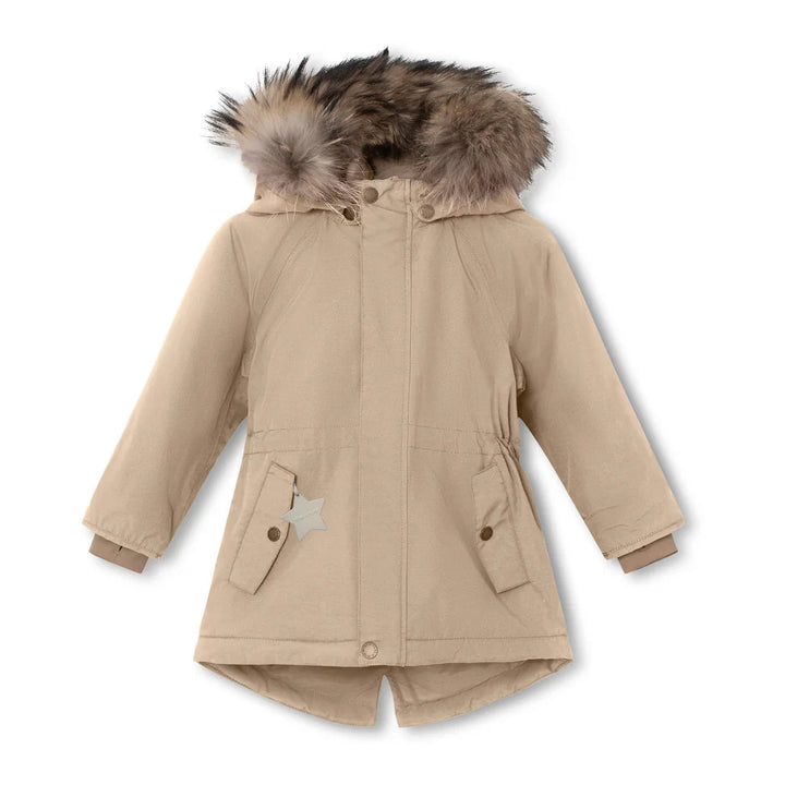 >MINI A TURE Kids Vikania Fleece Lined Winter Jacket w/ Fur - Savannah Tan