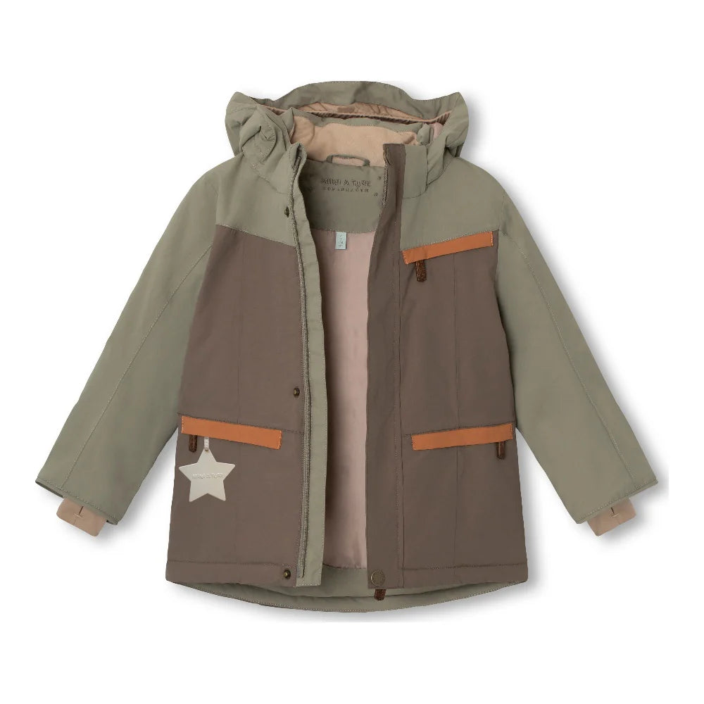 MINI A TURE Kids VESTYN Color-Block Winter Jacket in Morel Grey