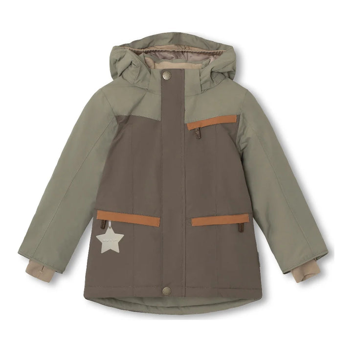 MINI A TURE Kids VESTYN Color-Block Winter Jacket in Morel Grey