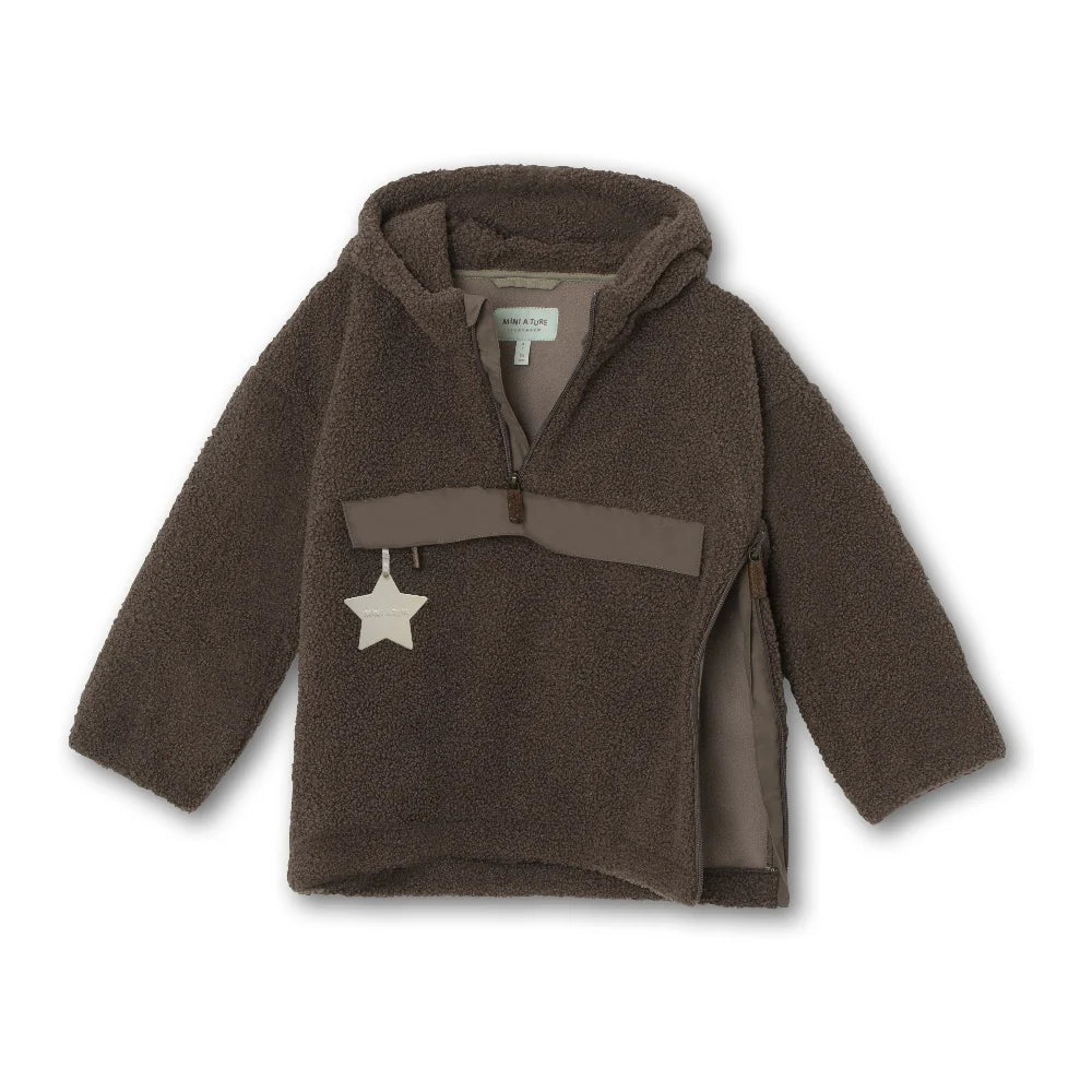 >MINI A TURE Kids MATARMAN Sherpa Anorak Jacket - Morel Grey