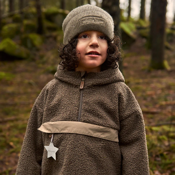 >MINI A TURE Kids MATARMAN Sherpa Anorak Jacket - Morel Grey