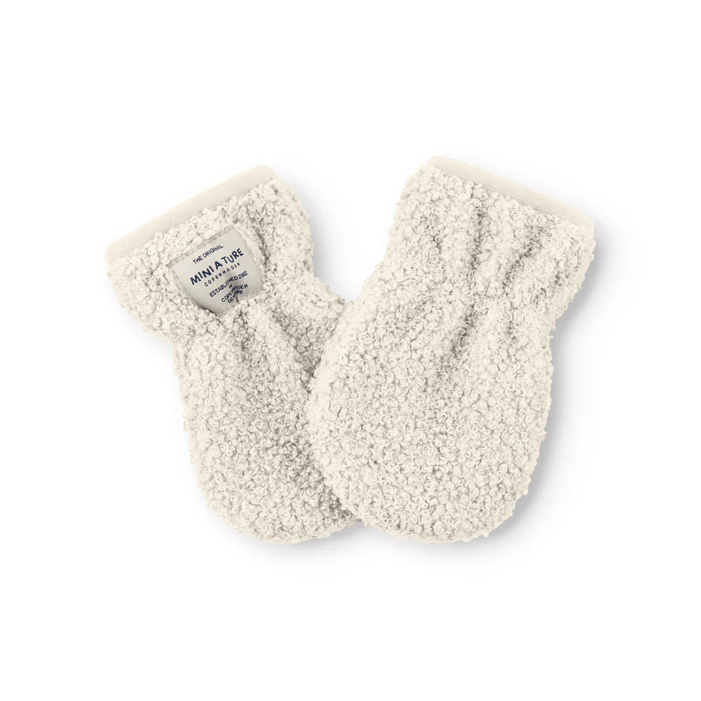 MINI A TURE Baby MATWOLMER Teddylecce Mittens - Angora Cream