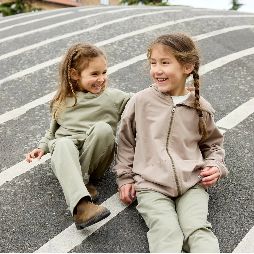 MINI A TURE Kids MATALFI+MATEVEN Zip Hoodie w/ Sweatpants Set - Grey Bbrown