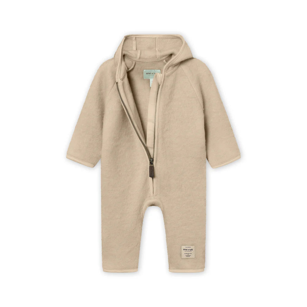 MINI A TURE Baby MATJELA Wool Fleece Jumpsuit - Sesame