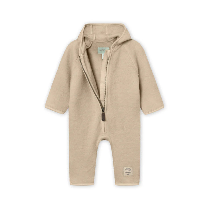 MINI A TURE Baby MATJELA Wool Fleece Jumpsuit - Sesame