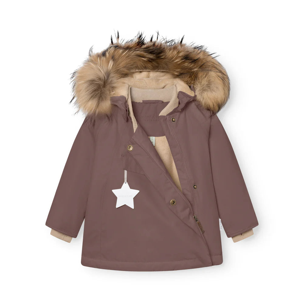 MINI A TURE Kids WANG Winter Jacket w/ Fur Hat - Peppercorn Plum