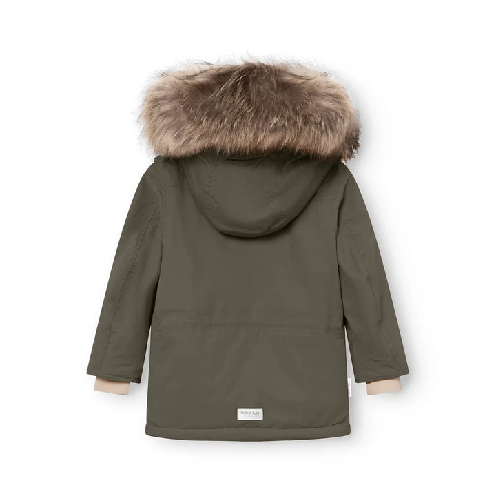 MINI A TURE Kids MATKASTORIO Winter Jacket w/ Fur Hat - Tarmac Green