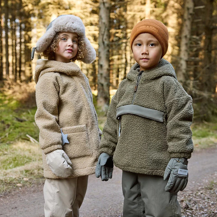 MINI A TURE Kids MATARMAN Sherpa Anorak Jacket - Capers Green