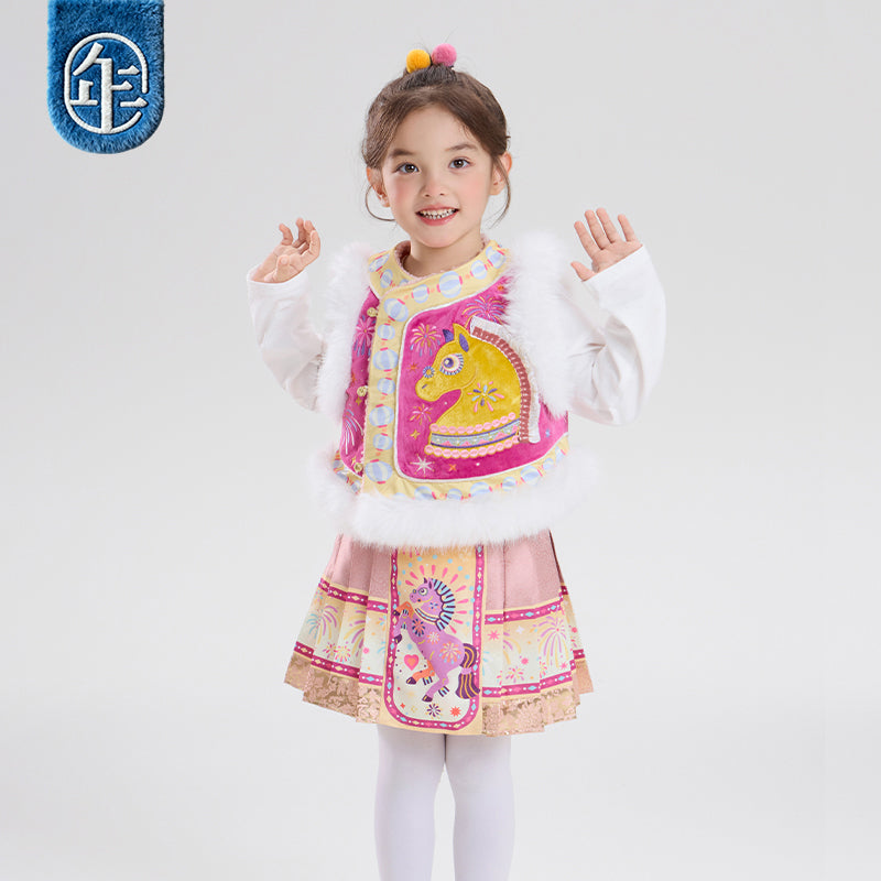 >Nian 年衣 盛世跃马短裙 - 石蕊粉