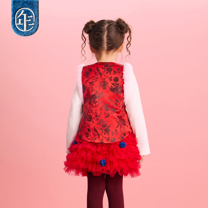 >Nian 年衣 华年小景中式马甲 - 年衣红