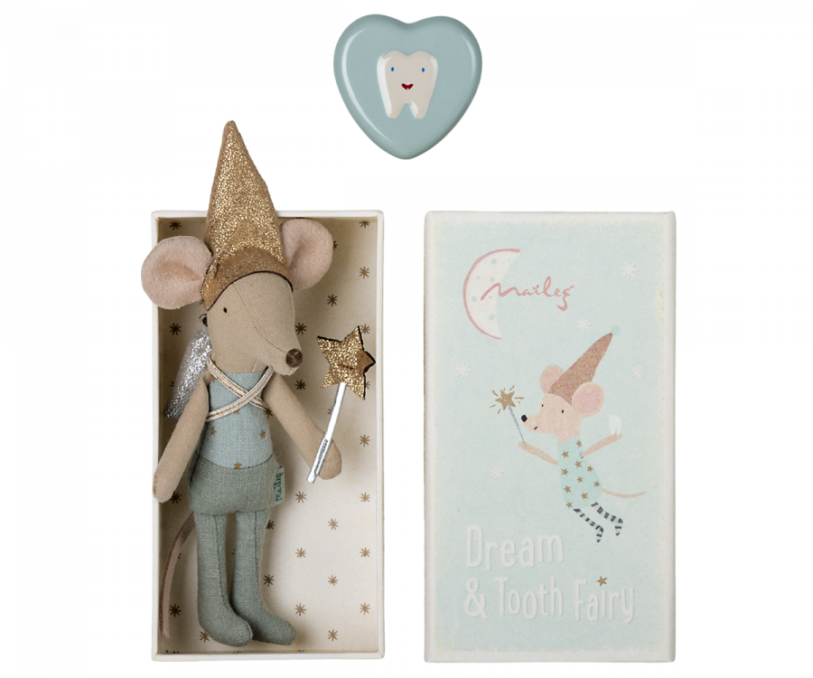 Maileg Tooth Fairy Mouse in Matchbox - Blue