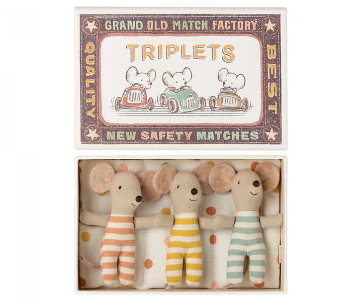 Maileg Baby Mouse Triplets in Box